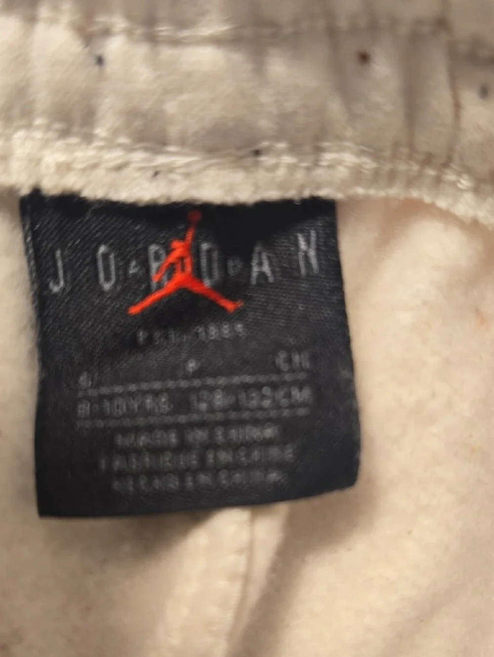 Jordan Kids Cream Speckled Joggers with Red Stripe Unisex